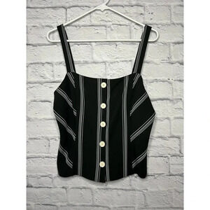 NWT Vince Camuto Womens Black Striped Square Neck Tank Top M.